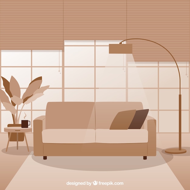 Free Vector monochromatic modern living room