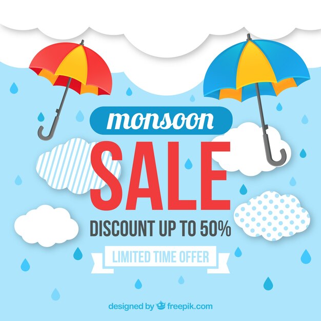 Free Vector monsoon sale background