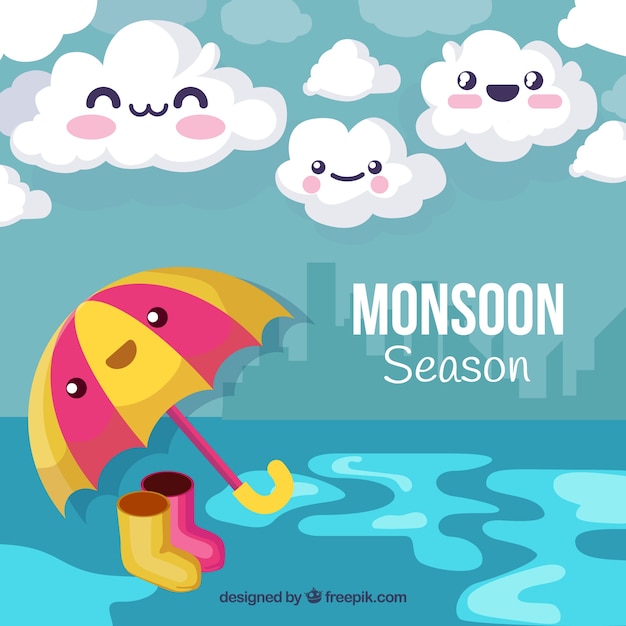 Free Vector monsoon season background