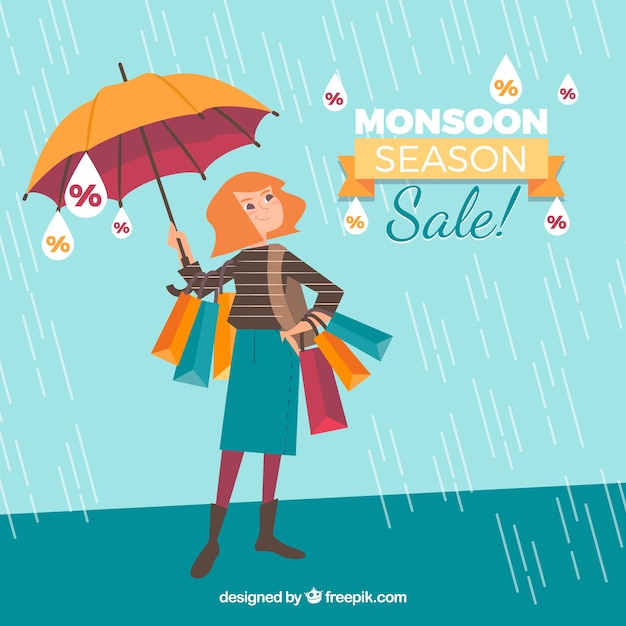 Free Vector monsoon season sale background