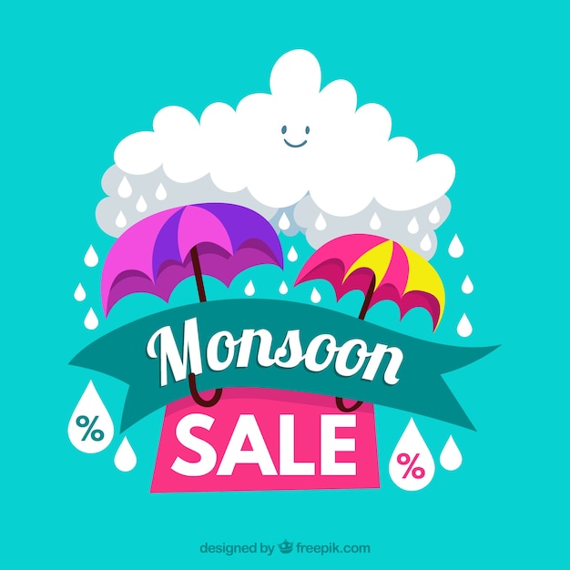 Free Vector monsoon season sale background