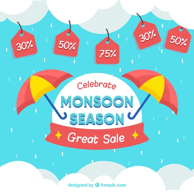 Free Vector monsoon season sale background