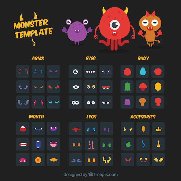 Free vector monster creation template