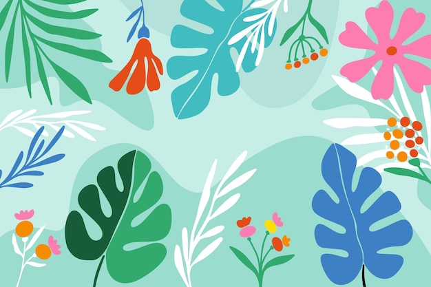 Free vector monstera plant leaves floral background