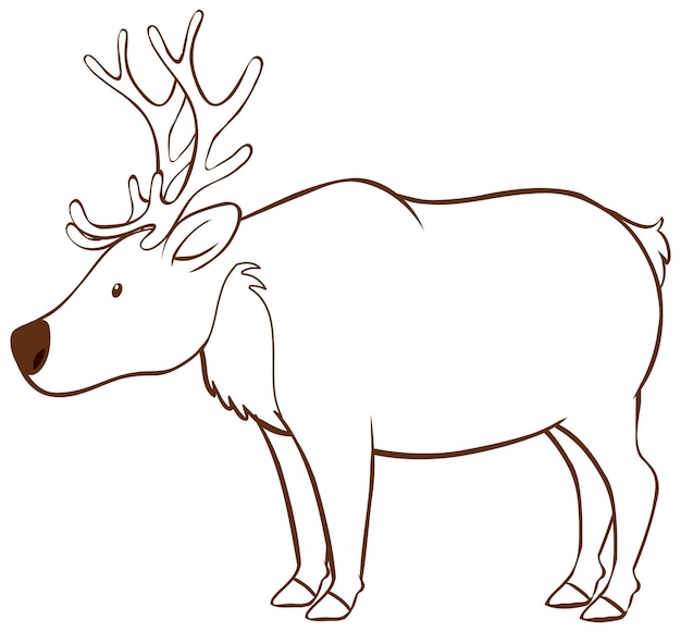 Free Vector moose in doodle simple style on white background