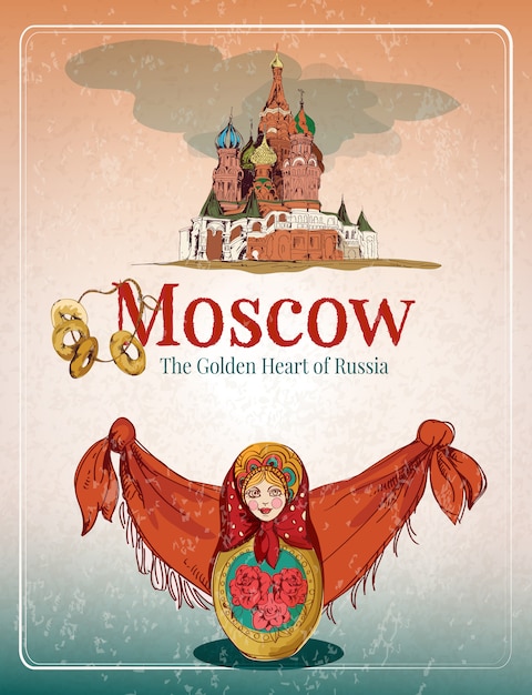 Free Vector moscow retro poster