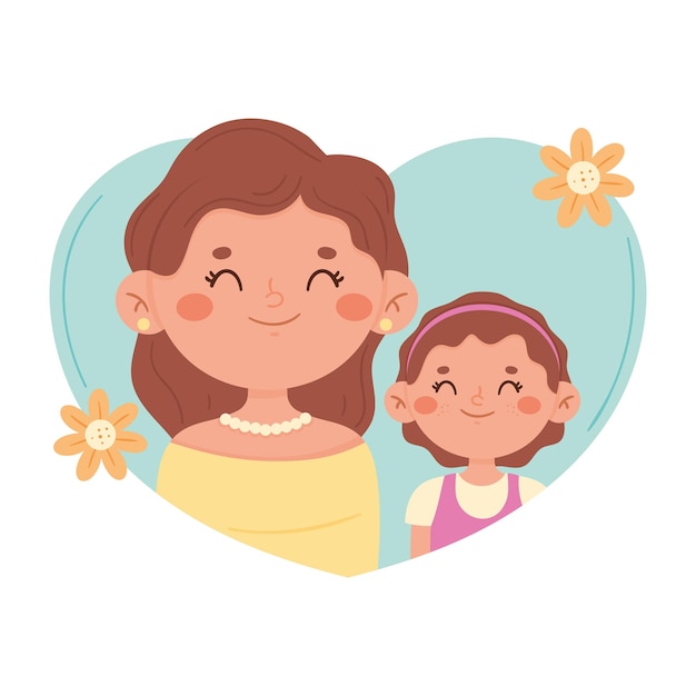 Free Vector mother and daughter