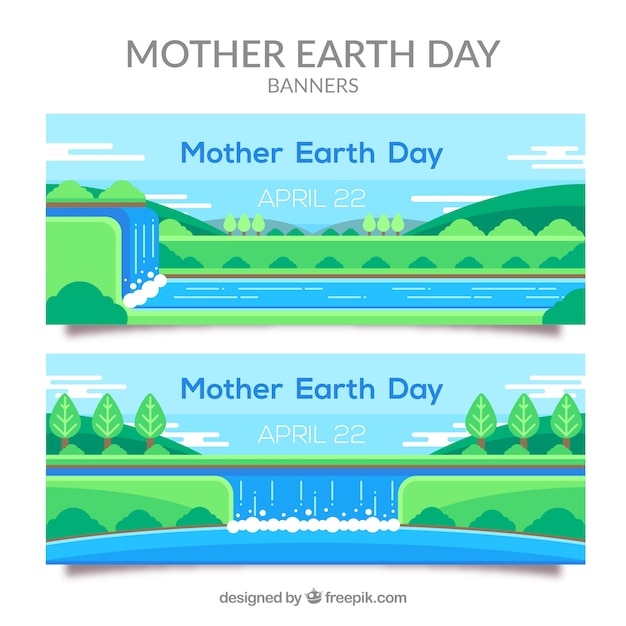 Mother earth day banners in flat design