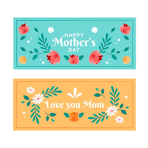 Free Vector mother's day banners in flat design