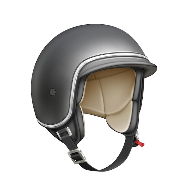 Free vector motorcycle helmet race. front retro biker. safety racer 3d realistic vector