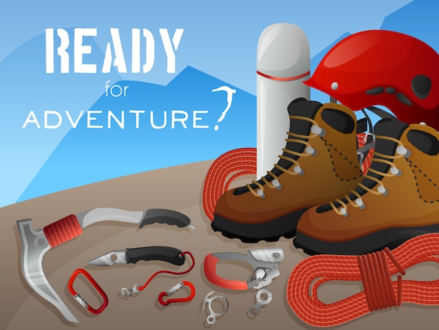 Free vector mountain climbing adventure background banner