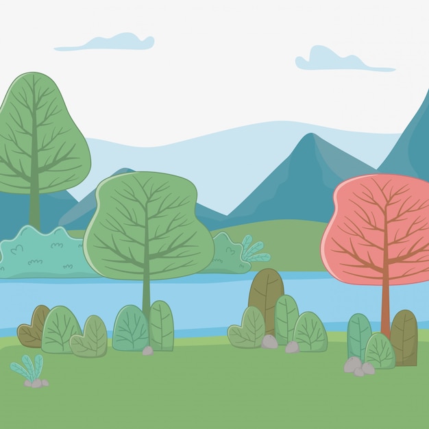 Free vector mountains and trees