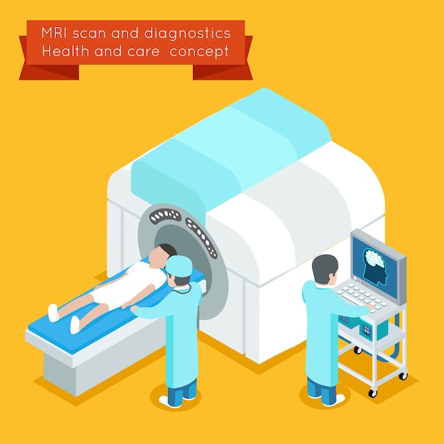 Free Vector mri process. 3d isometric mri health care vector concept. mri medical and mri technology mri or mri  scanner illustration