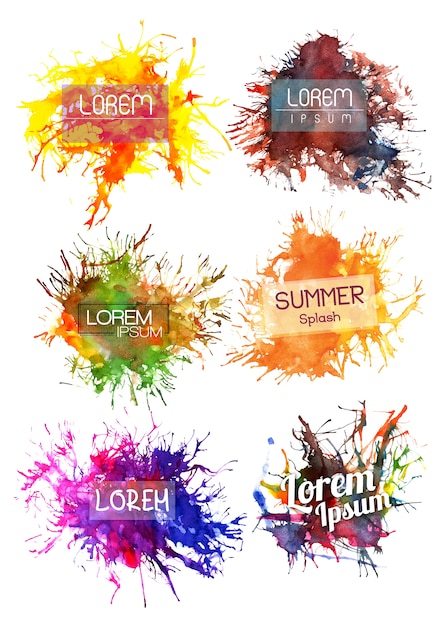 Free Vector multicolor brush stokes with text