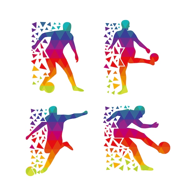 Multicolor footballer silhouette