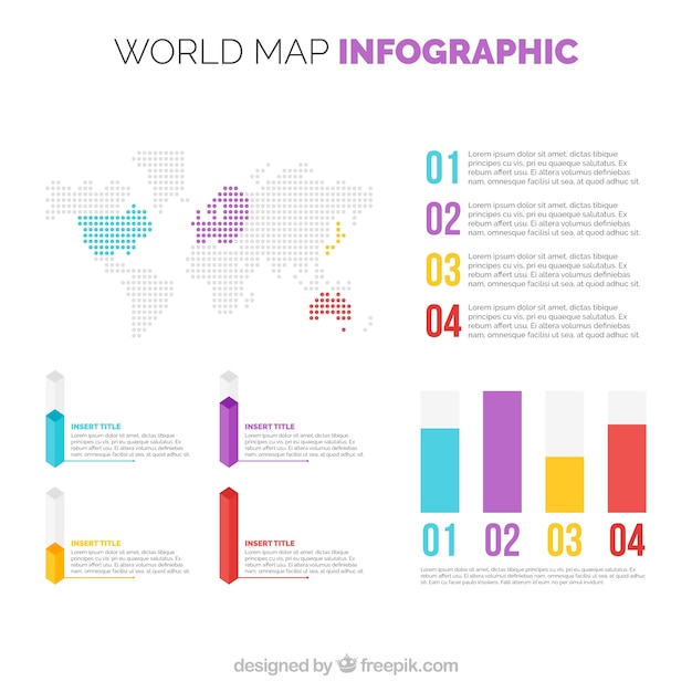 Free Vector multicolor world map infographic