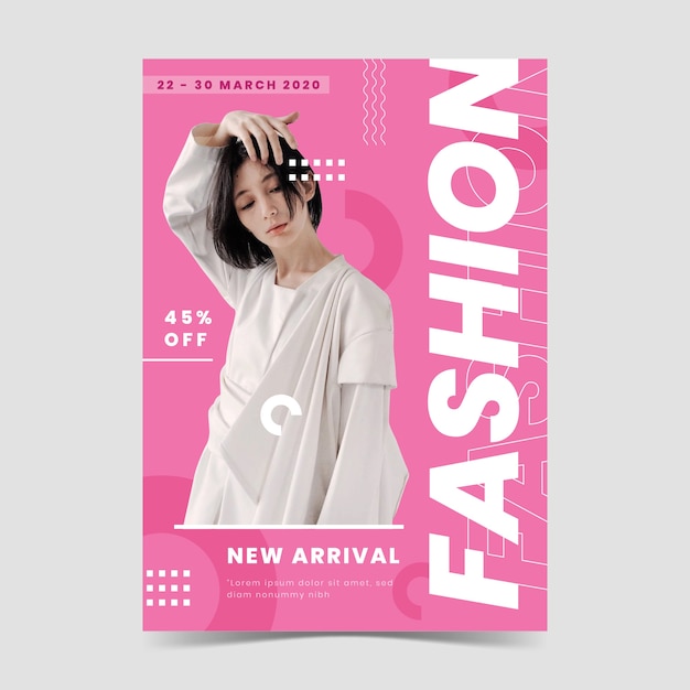 Free vector multicolored fashion poster with photo