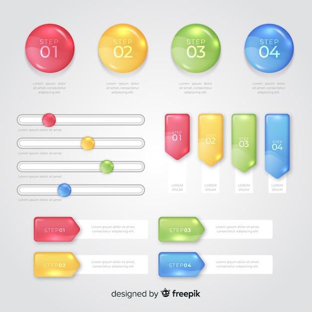 Free Vector multiple infographic charts template 