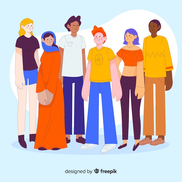 Free Vector multiracial group of people flat design