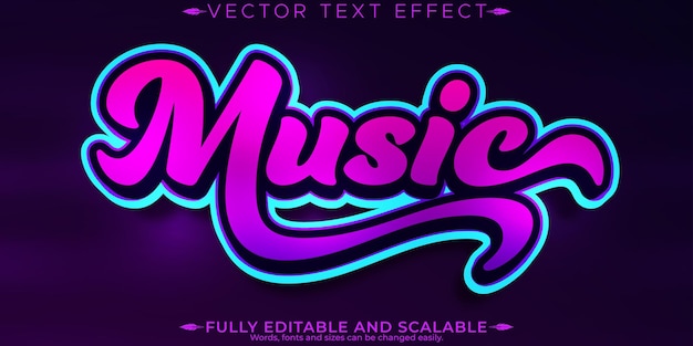 Free Vector music club text effect editable party and disco text style