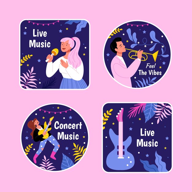 Music concert labels  template