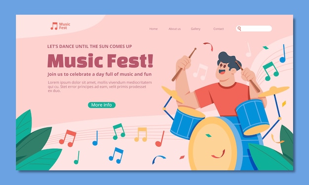 Free vector music festival  landing page  template