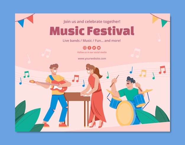 Free vector music festival  photocall template