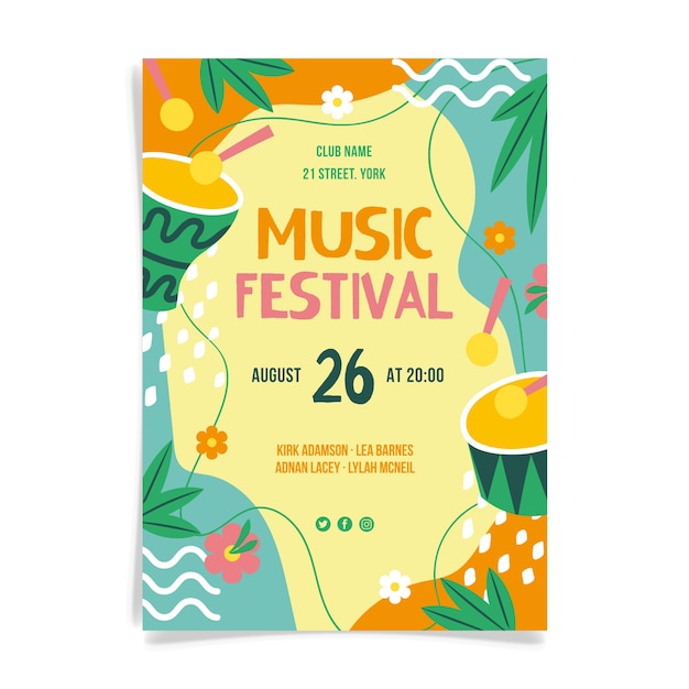 Free Vector music festival poster design