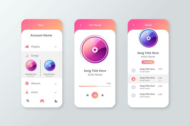 Music player app interface concept