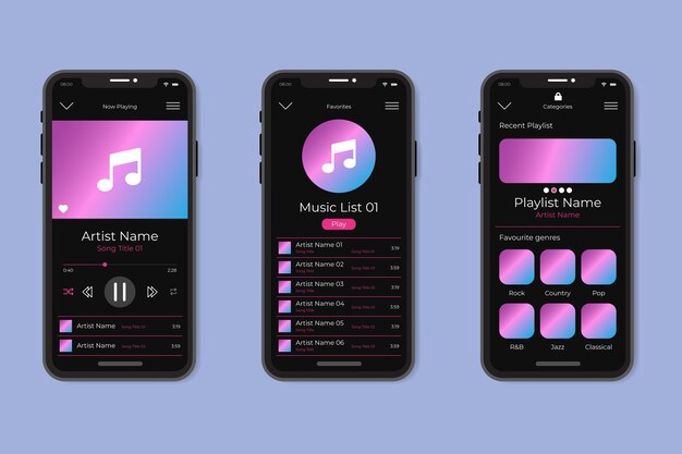 Music player app interface design