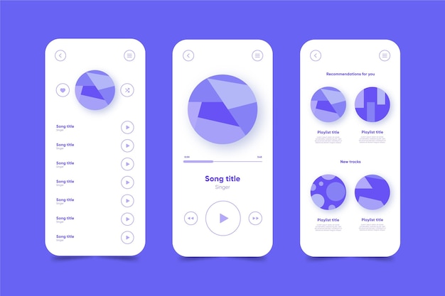 Free vector music player app interface template