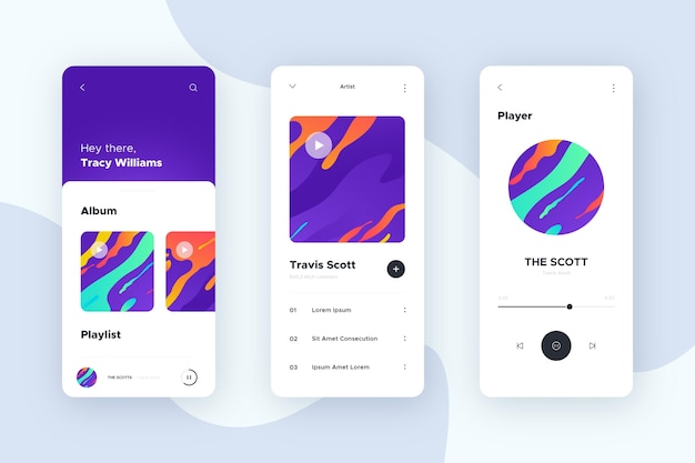 Free vector music player app interface