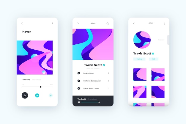 Free vector music player app interface