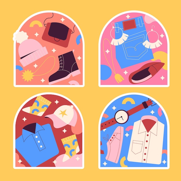 Free vector naive apparel and accesories stickers