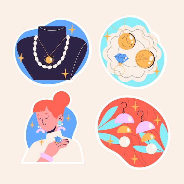 Naive jewelry stickers collection