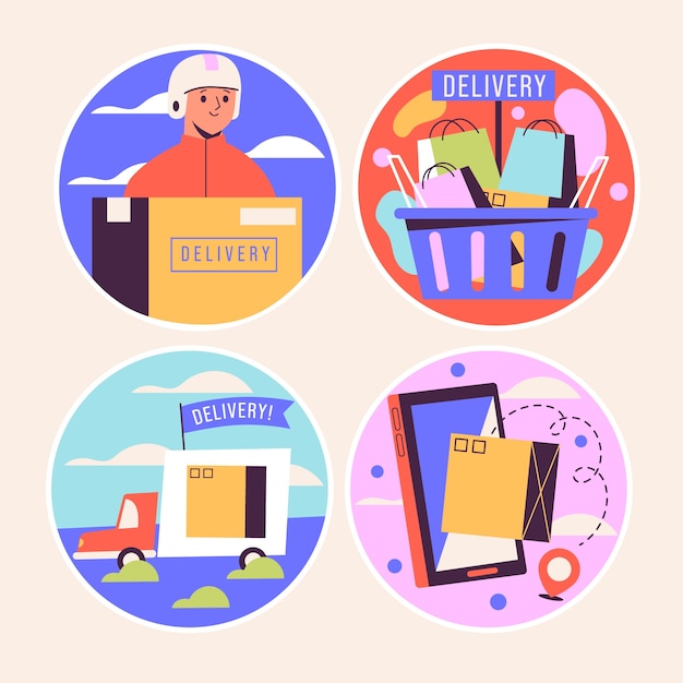 Free vector naive shipping and delivery stickers collection