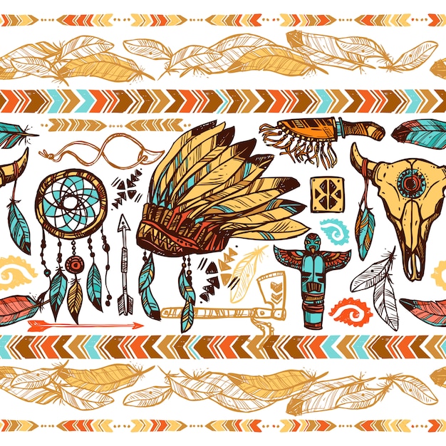 Native Americans Seamless Pattern