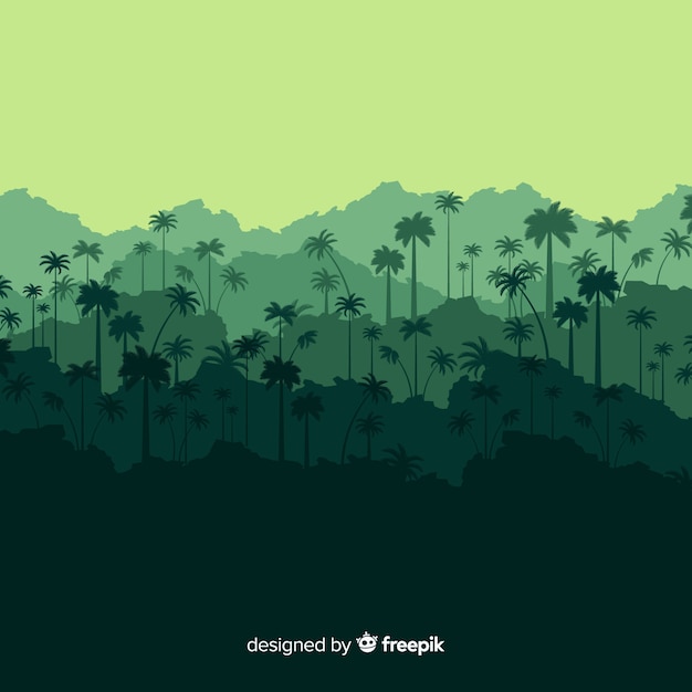 Free Vector natural background with tropical forest landscape