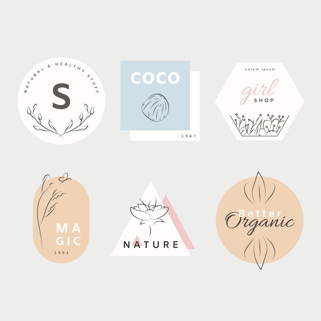 Natural business logo collection in minimal style