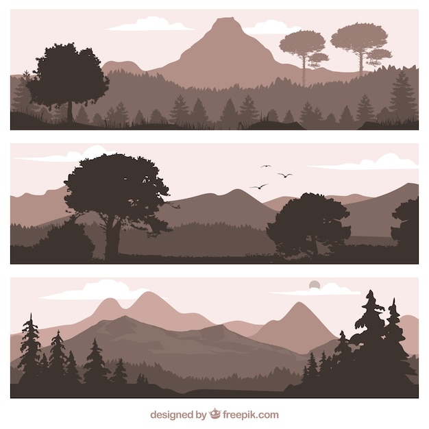 Free vector natural landscapes banners