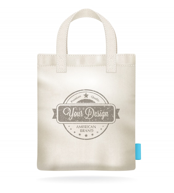 Free Vector natural white canvas mock up shopping bag template