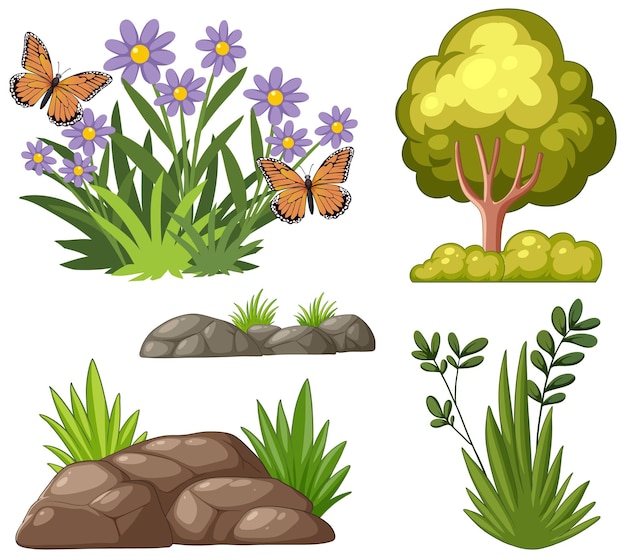 Free Vector nature elements vector illustration set