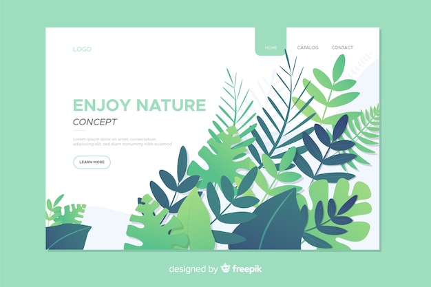 Free Vector nature landing page with leaves