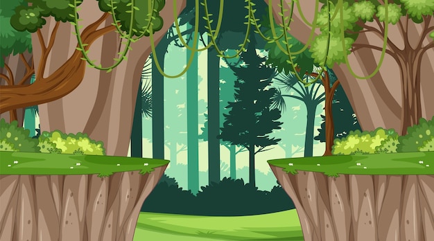 Free Vector nature scene with many trees