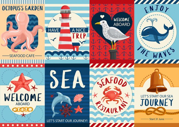 Nautical banner set And Posters Set