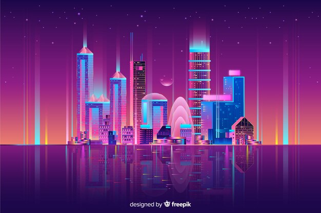 Neon Cityscape Background