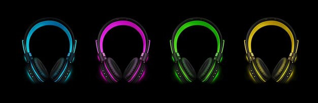Neon headphones for listen music dj audio headset