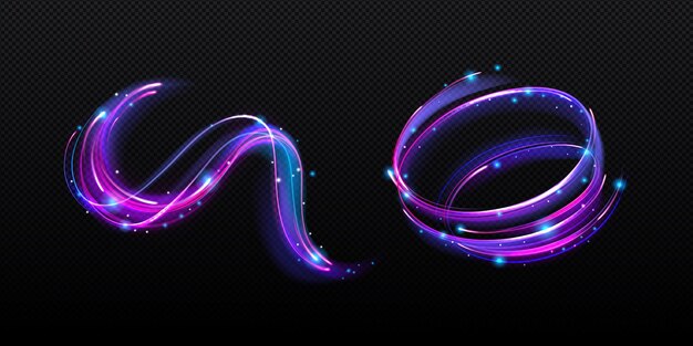 Neon magic swirl wind effect purple twirl light