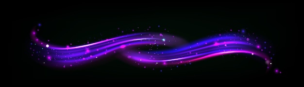Free vector neon magic wawes wind effect purple twirl light