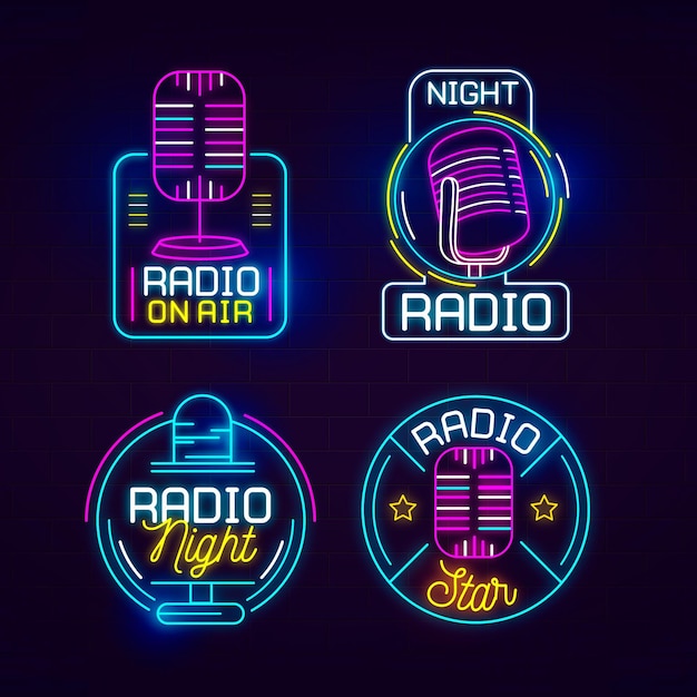 Neon podcast logo set